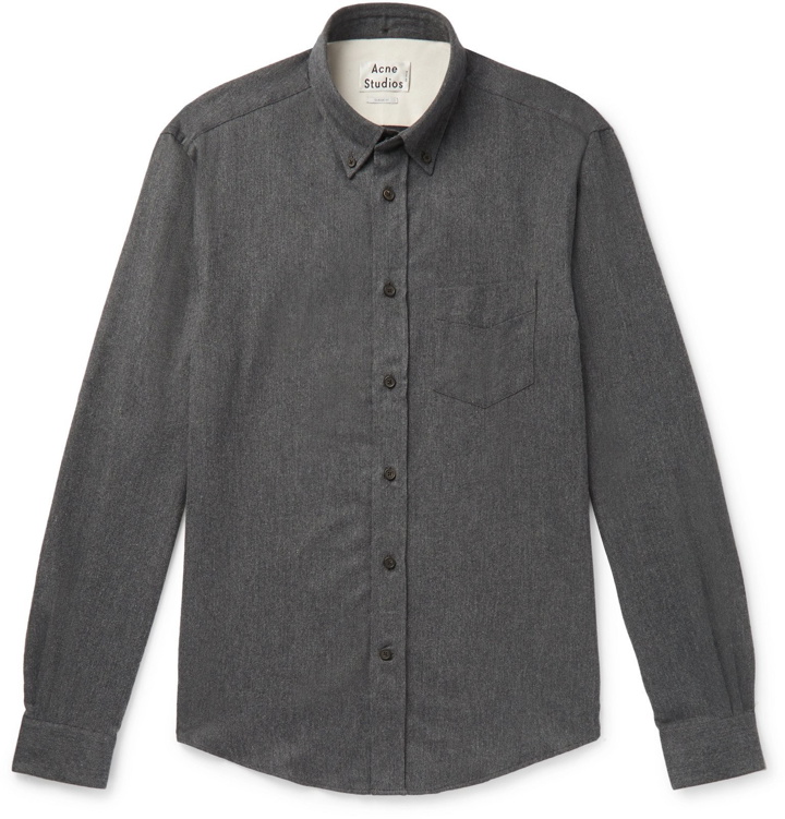 Photo: Acne Studios - Isherwood Button-Down Collar Cotton-Flannel Shirt - Gray