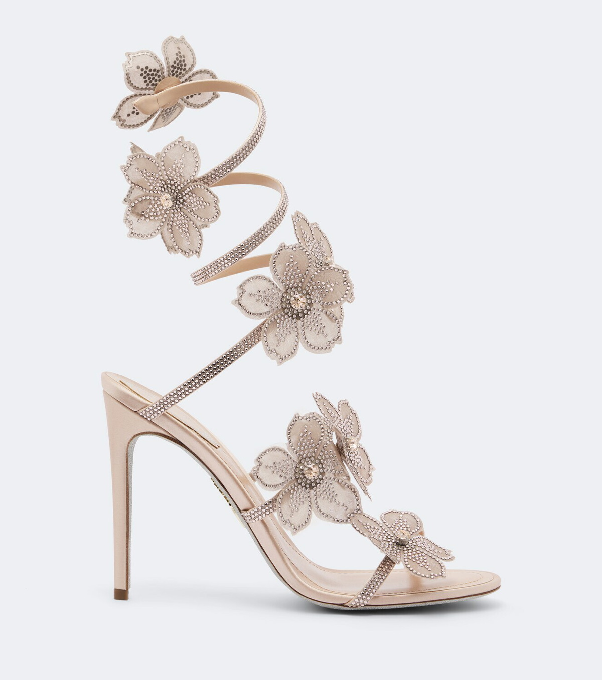 Rene Caovilla Peach floral-appliqué embellished sandals
