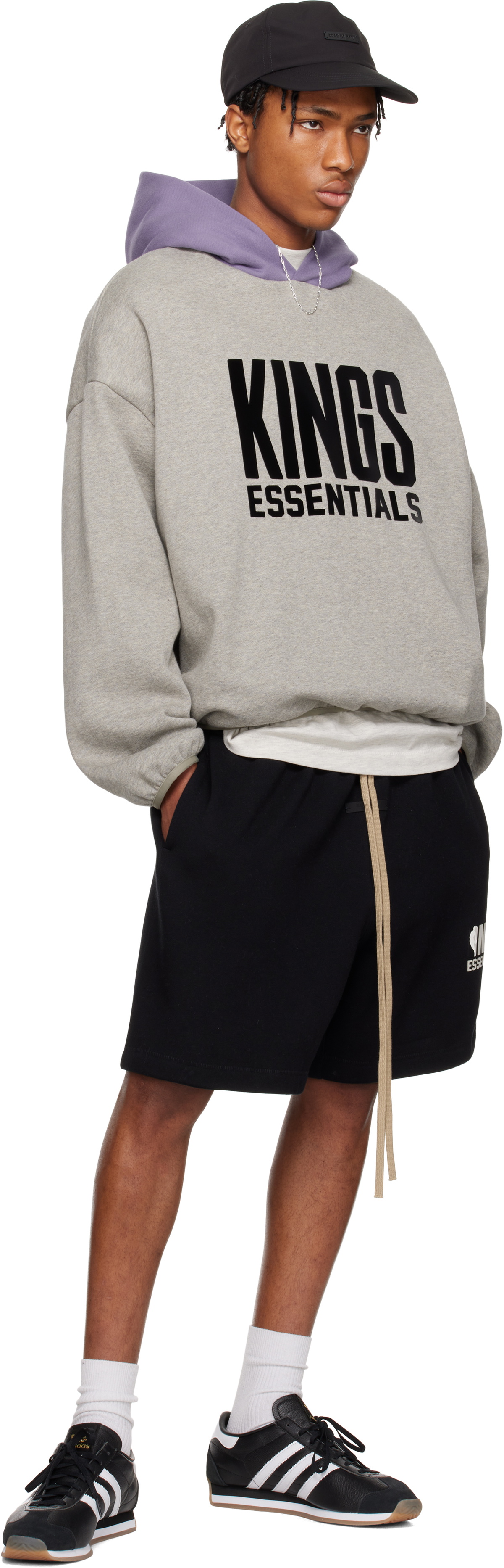 Fear of God ESSENTIALS Gray & Purple NBA Kings Pull Over Hoodie