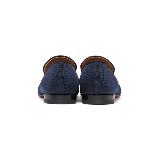 Christian Louboutin Navy and Black Spooky Spike Loafers  display picture 3