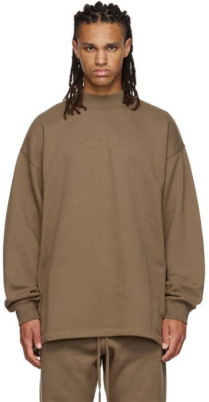 Photo: Fear of God ESSENTIALS Brown Relaxed Sweatshirt