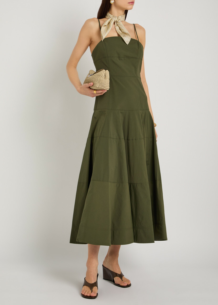 Veronica Beard Ilona Faille Dress Dark Green