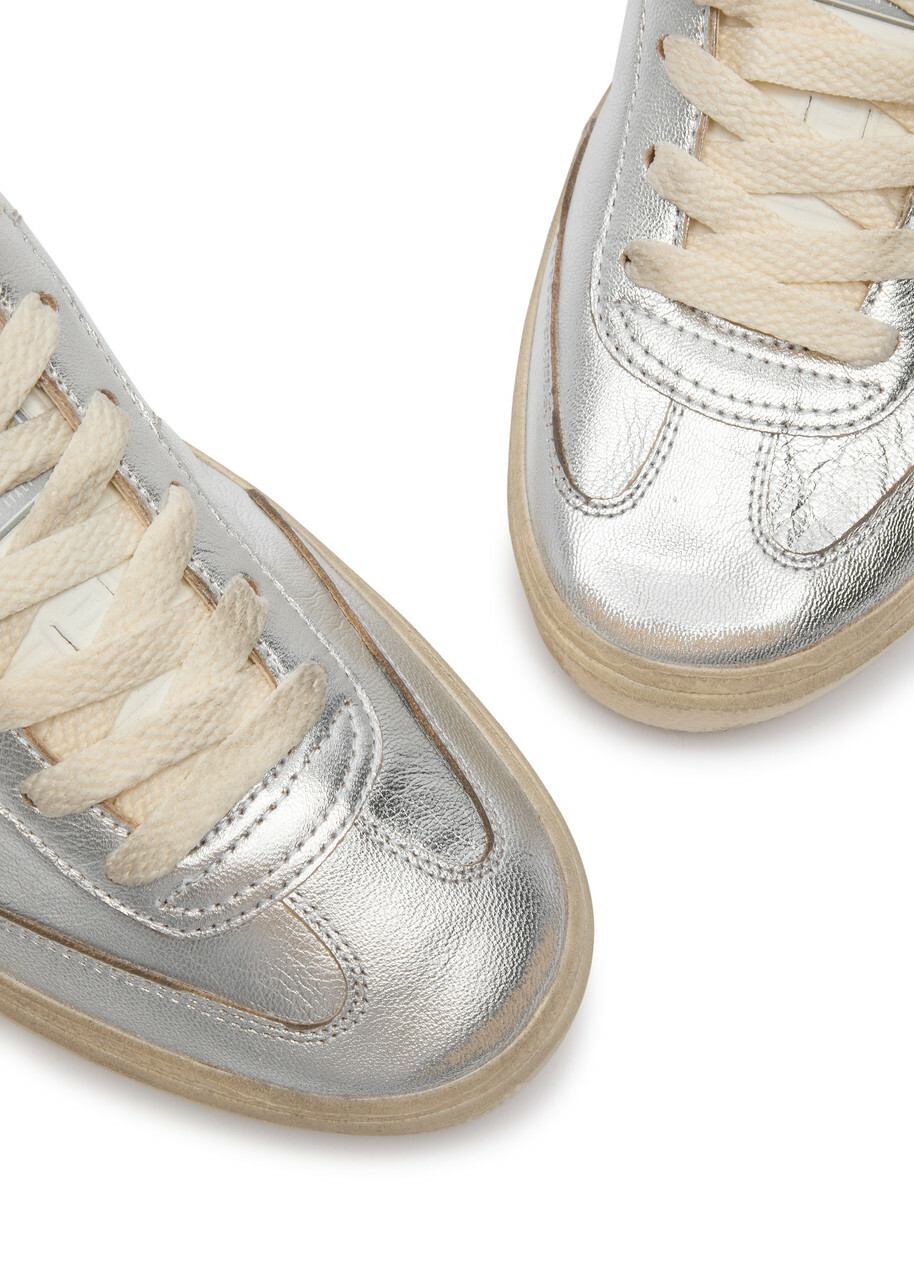 Golden Goose Soul Star Metallic Distressed Leather Sneakers