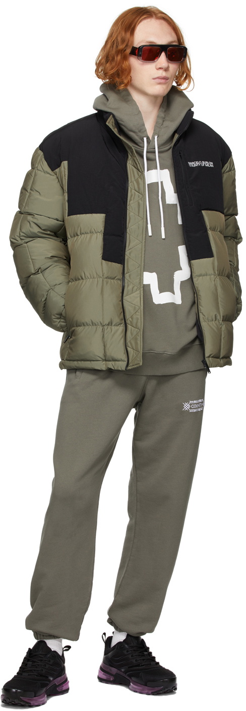 Marcelo Burlon County of Milan Khaki Tempera Cross Hoodie
