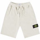 Stone Island Men's Brushed Cotton Sweat Shorts in Plaster