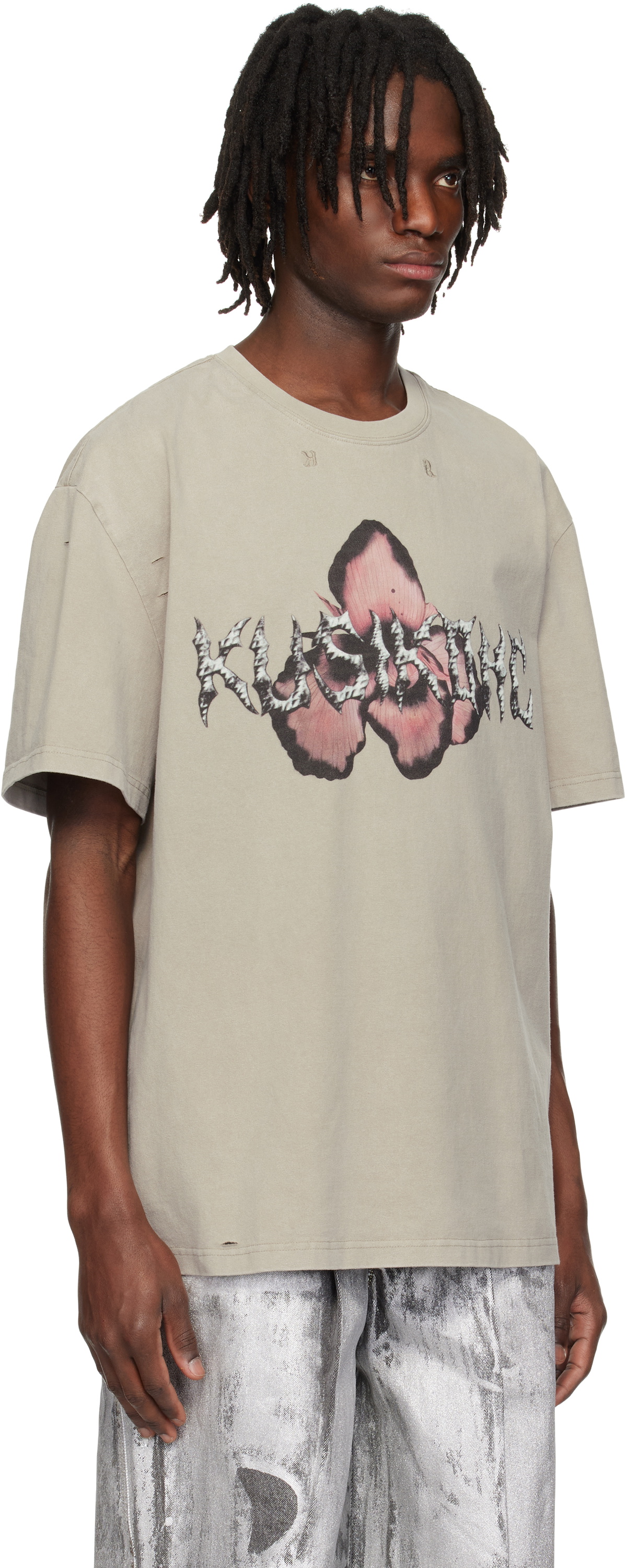 KUSIKOHC Gray Logo Printed T-shirt KUSIKOHC