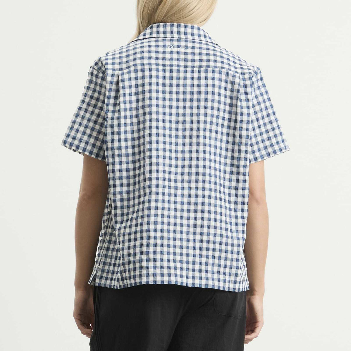 DUNST Women's Holiday Checked Shirt in Navy Check