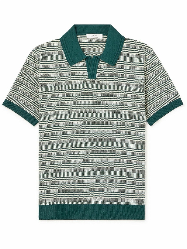Photo: Mr P. - Striped Cotton Polo Shirt - Green