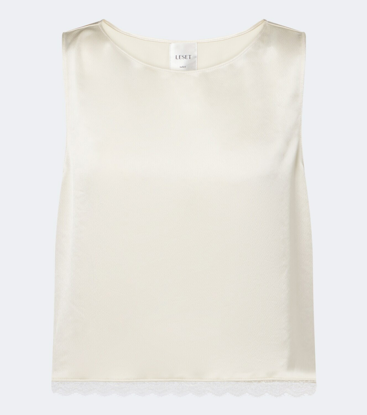 Leset Barb lace-trimmed satin crop top