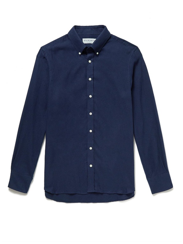 Photo: Purdey - Button-Down Collar Brushed Cotton-Twill Shirt - Blue