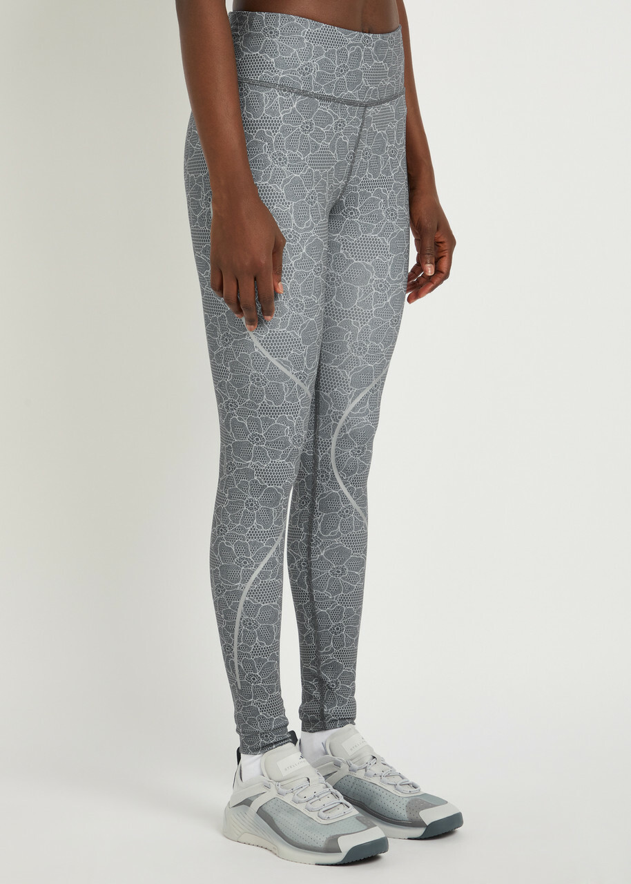 Adidas X Stella Mccartney Printed Stretch-jersey Leggings Grey
