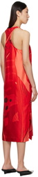 Ferragamo Red Fish Print Silk Maxi Dress