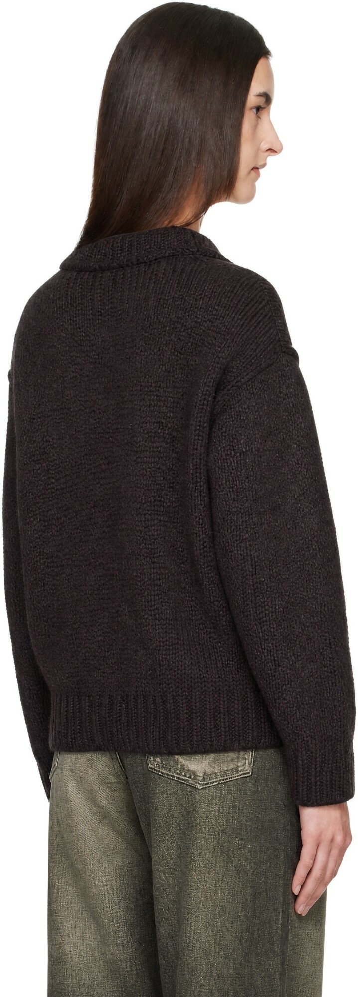 OUR LEGACY Brown Mock Roundneck Sweater