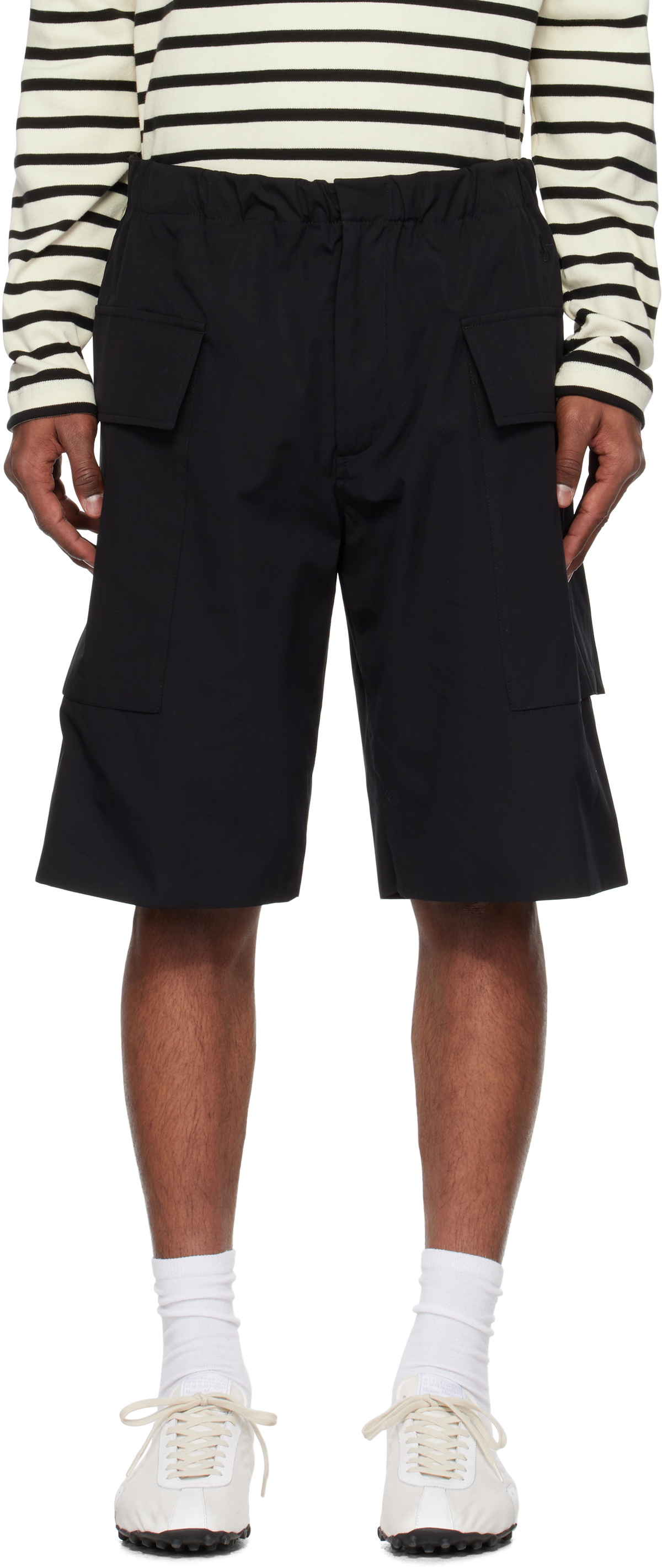 Jil Sander Men's Brushed Cotton Terry Shorts in Black Jil Sander