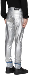 Balmain Silver Embossed Jeans