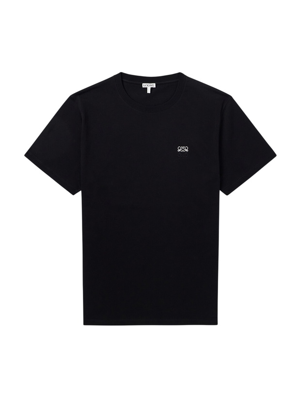 Photo: LOEWE - Anagram-Embroidered Cotton-Jersey T-Shirt - Black