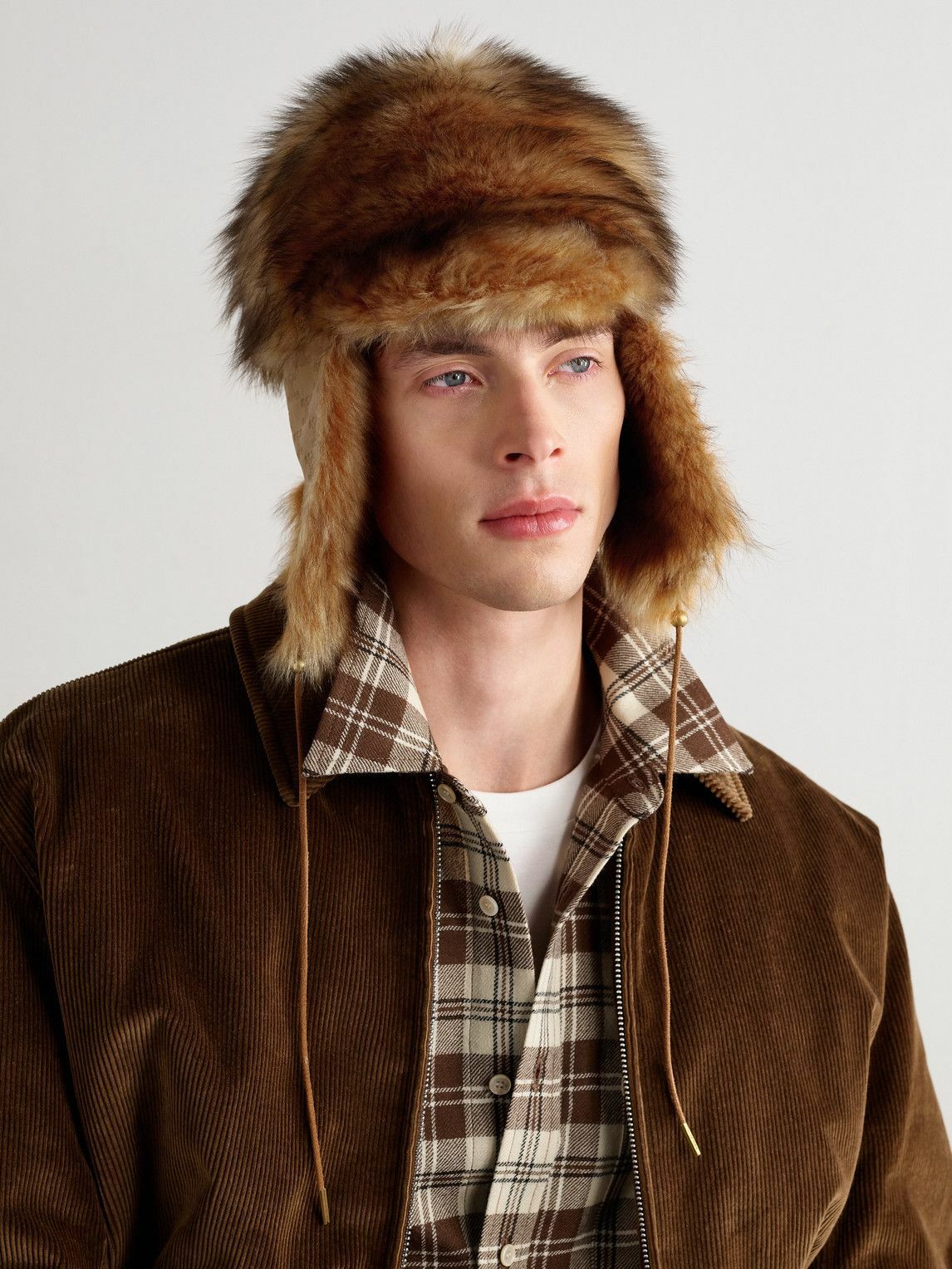 CELINE - Chapka Logo-Debossed Shearling Hat - Brown
