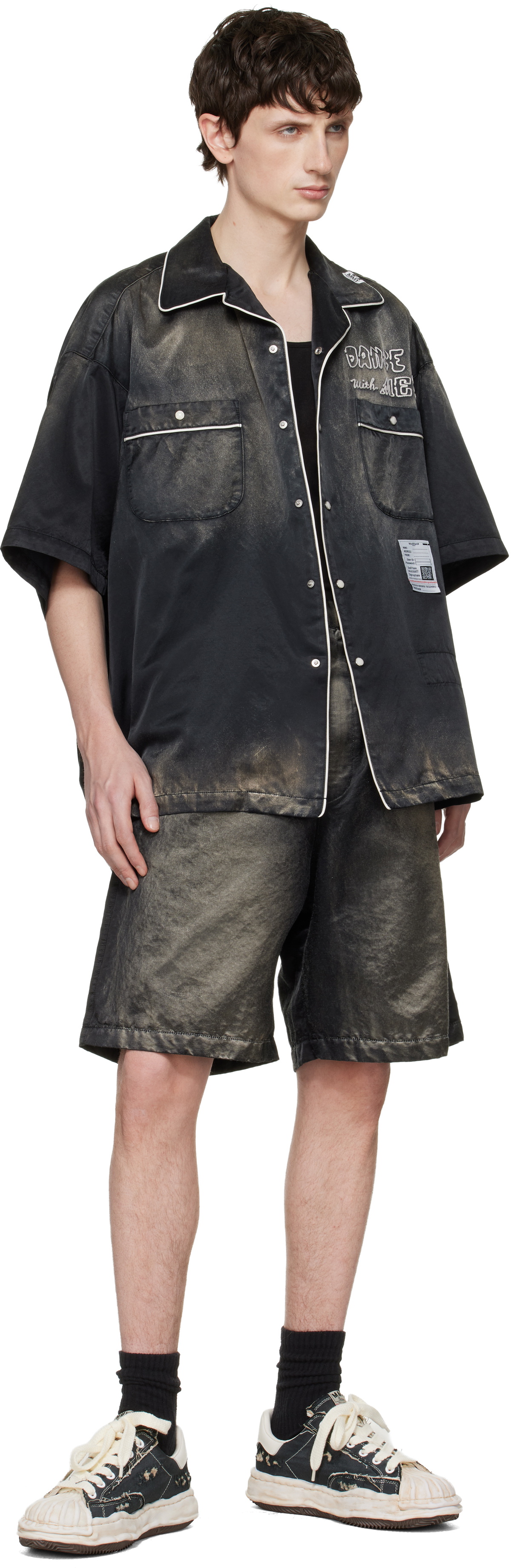 Maison MIHARA YASUHIRO Black Sun Faded Like Satin Shorts
