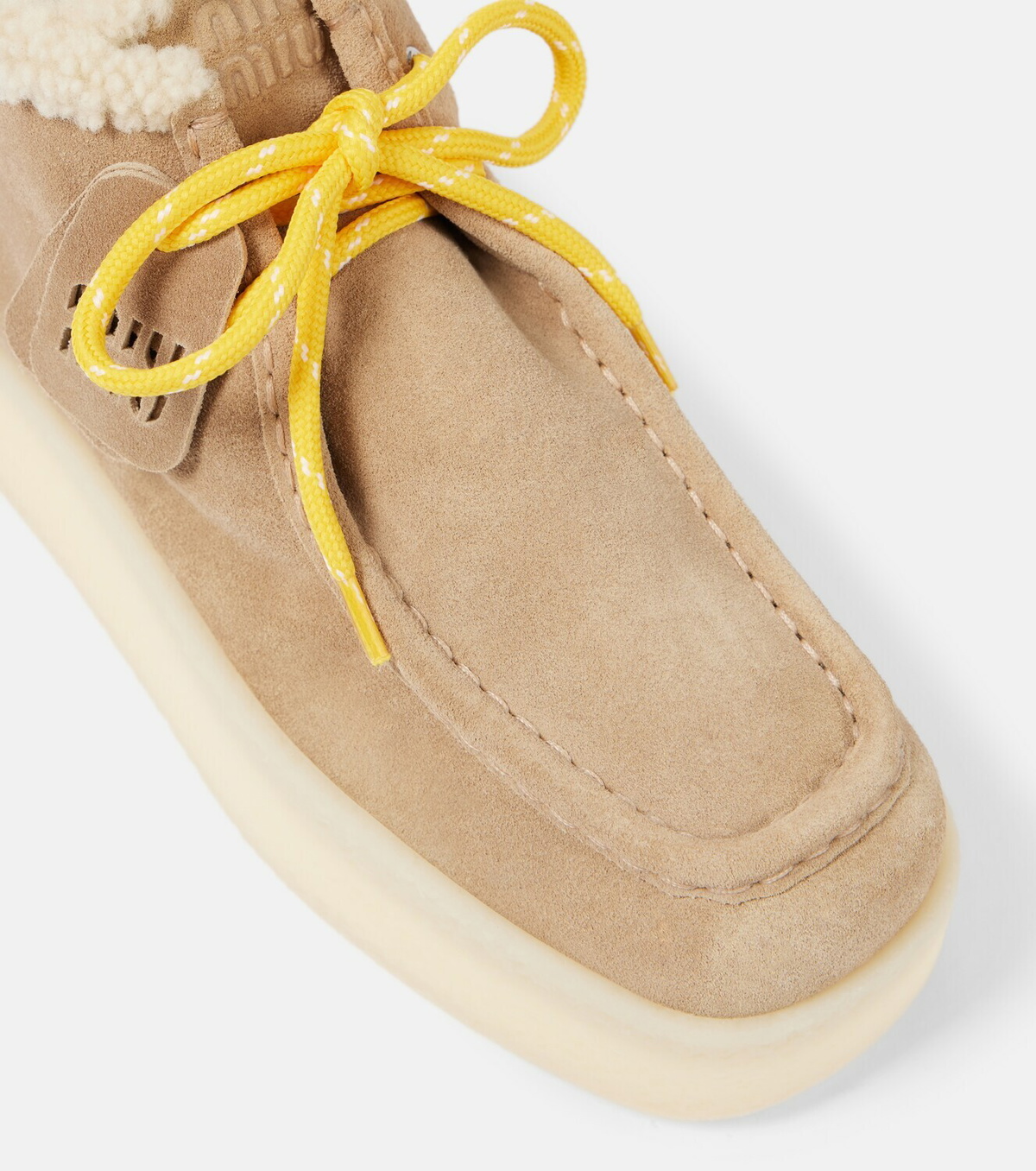 Miu Miu Shearling-lined leather platform ankle boots Miu Miu