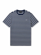 A.P.C. - Emilien Logo-Embroidered Striped Cotton-Jersey T-Shirt - Blue