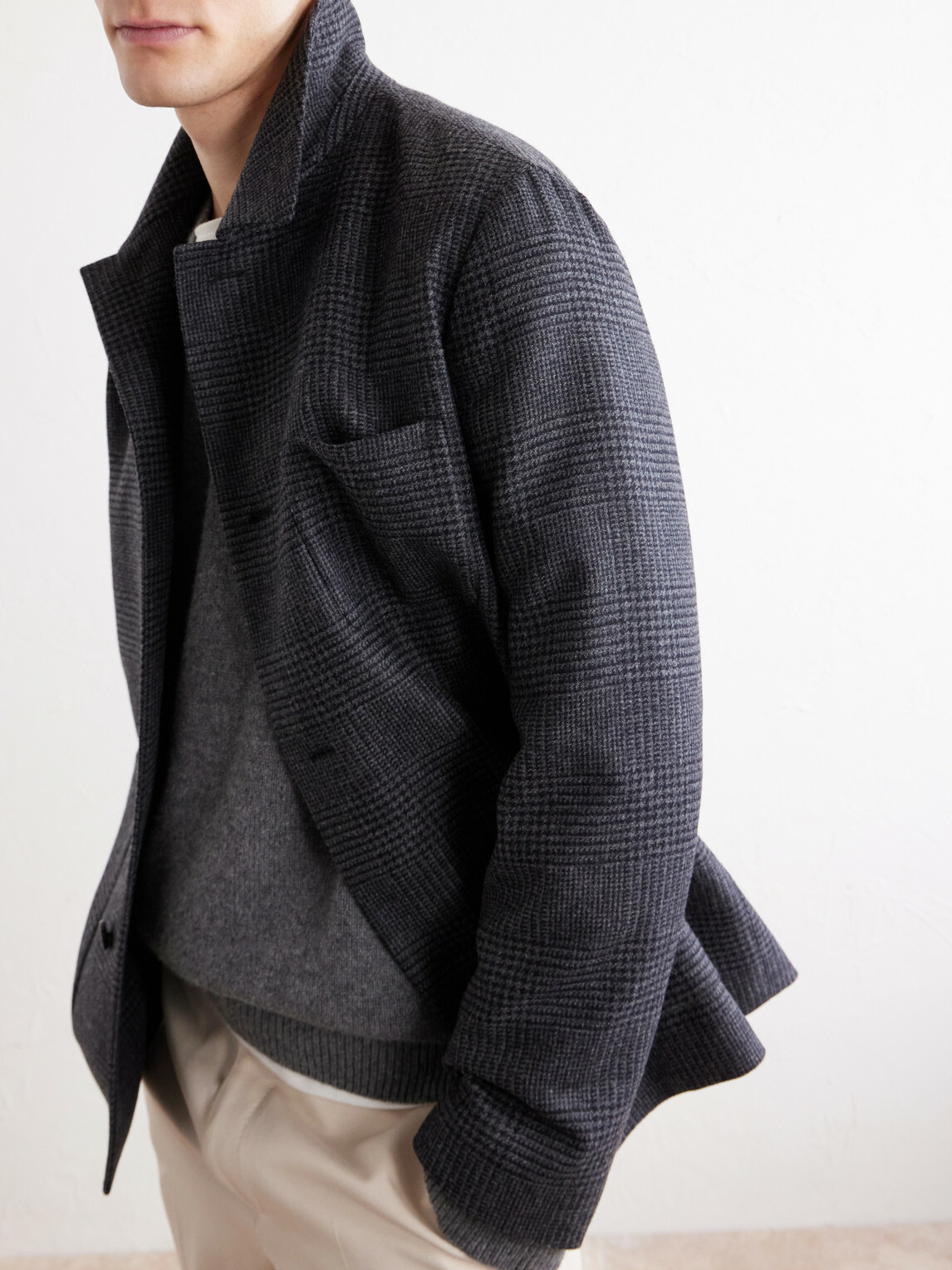 Lardini - Prince of Wales Wool and Cashmere-Blend Jacket - Gray