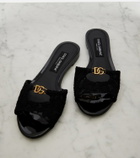 Dolce&Gabbana DG leather-trimmed lace slides