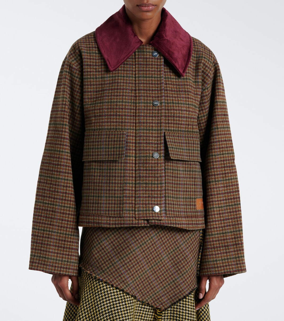 Ganni Checked wool-blend twill jacket