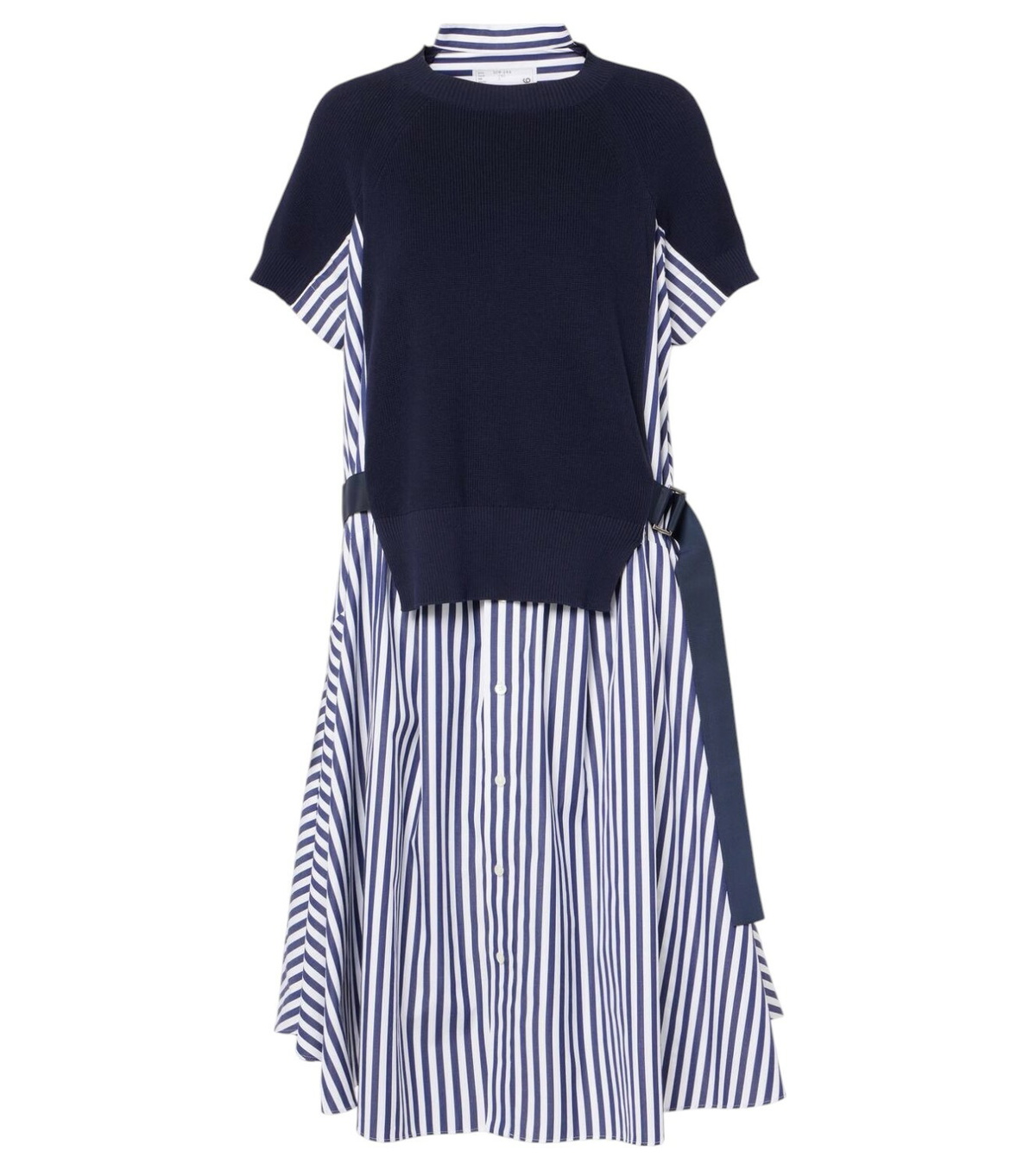 sacai Cotton Knit Dress ストライプ ロングワンピース 1 ファッション