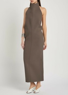 Khaite Roxanne Open-back Crepe Midi Dress Brown Other