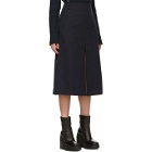 Sara Lanzi Navy Twill Slit Skirt