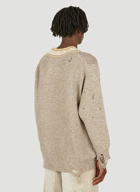 Oversized Damaged Sweater in Beige