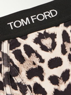 TOM FORD - Leopard-Print Stretch-Cotton Briefs - Brown