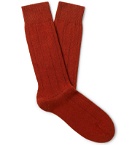 Anderson & Sheppard - Ribbed Merino Wool-Blend Socks - Orange