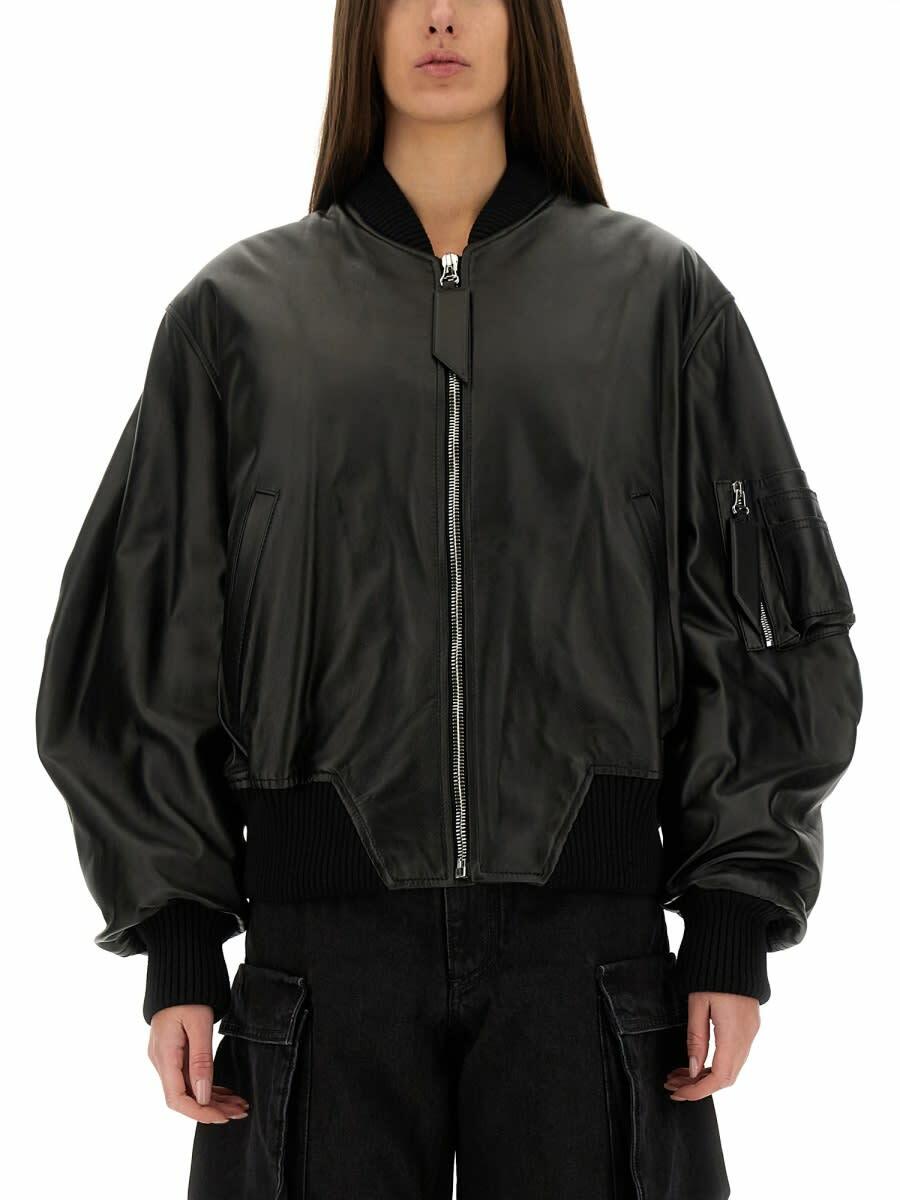 The Attico Oversized leather bomber jacket The Attico
