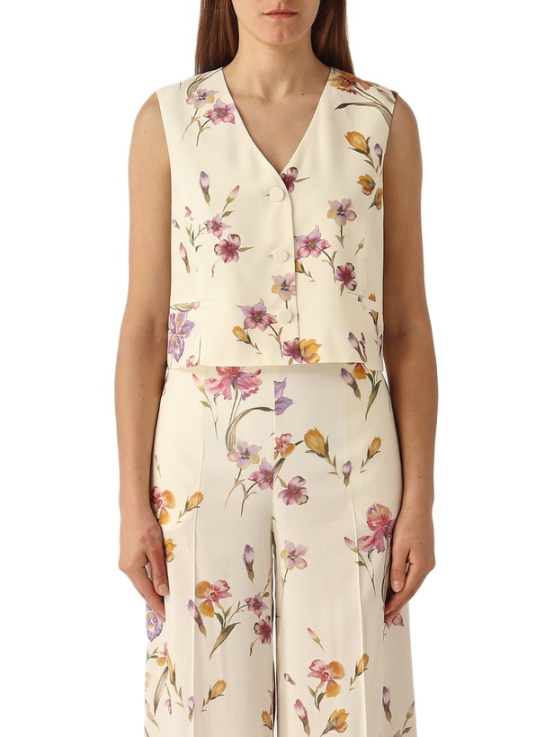Photo: TwinSet Gilet In Crepe De Chine A Fiori Top-wear