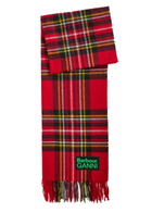 Barbour X Ganni Tartan Fringed Wool Scarf - Red - One Size