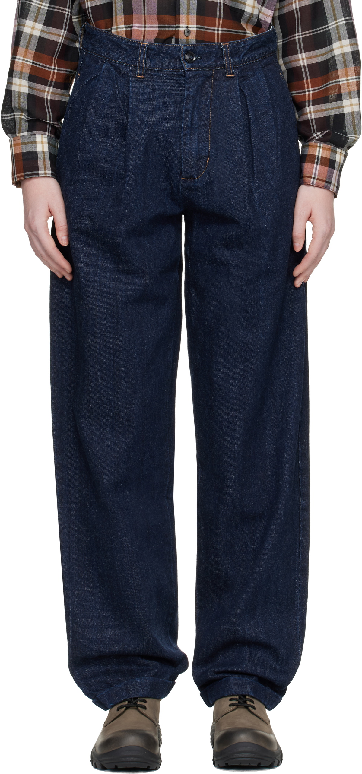Carter Young SSENSE Exclusive Blue Washed Pleated Jeans