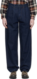 Carter Young SSENSE Exclusive Blue Washed Pleated Jeans