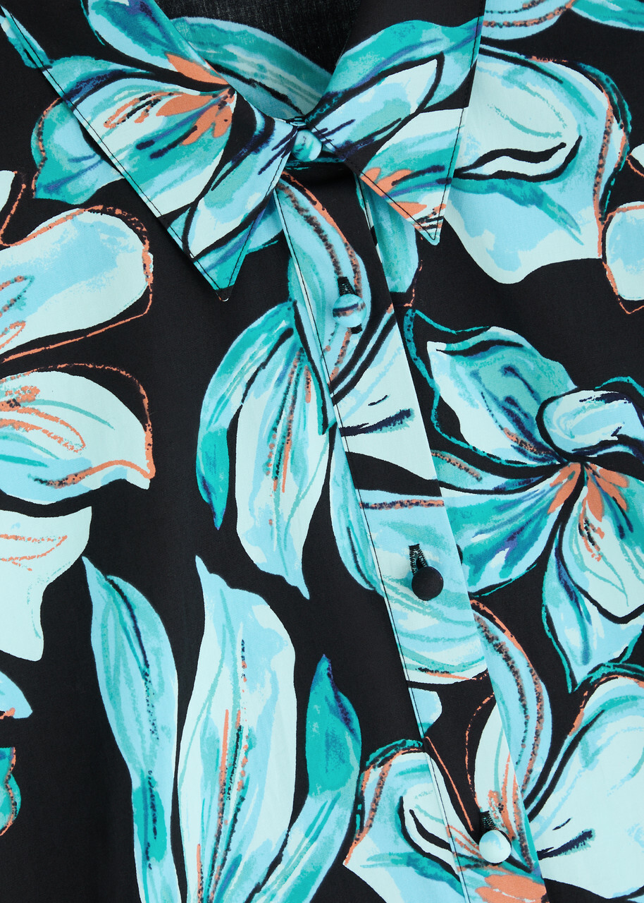 Diane Von Furstenberg Caleb Floral-print Stretch-cotton Blouse Black
