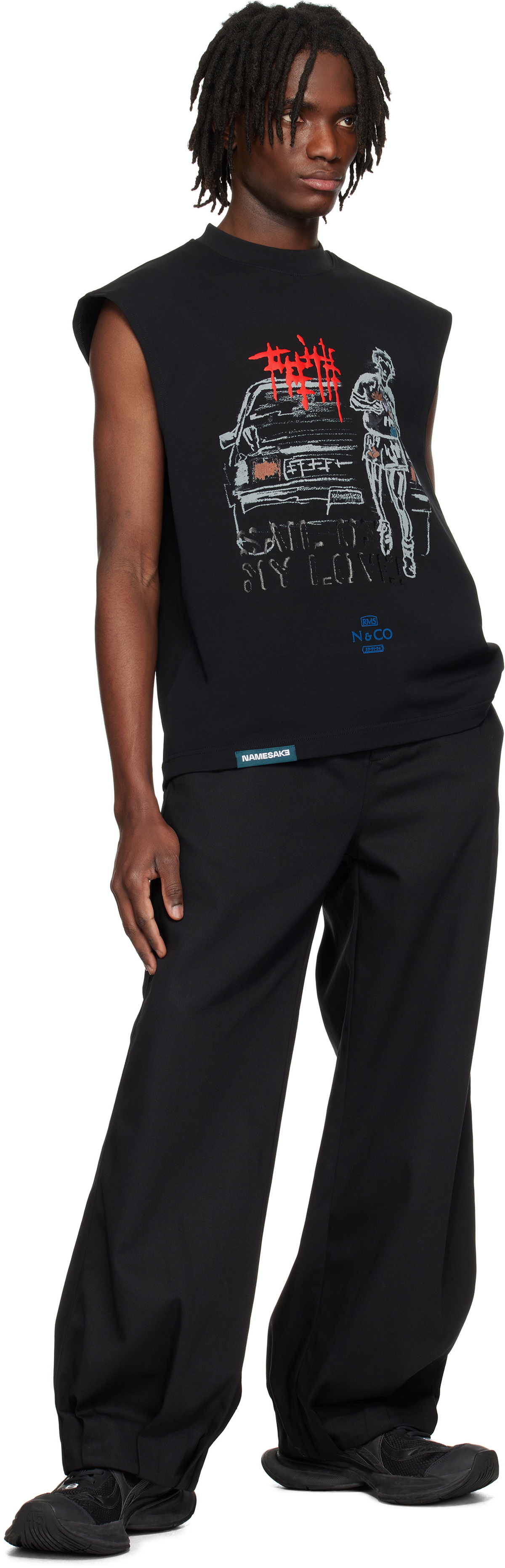 NAMESAKE Black Evans Terry Fox Tank Top