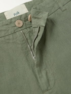 Folk - Lunar Straight-Leg Linen and Cotton-Blend Suit Trousers - Green