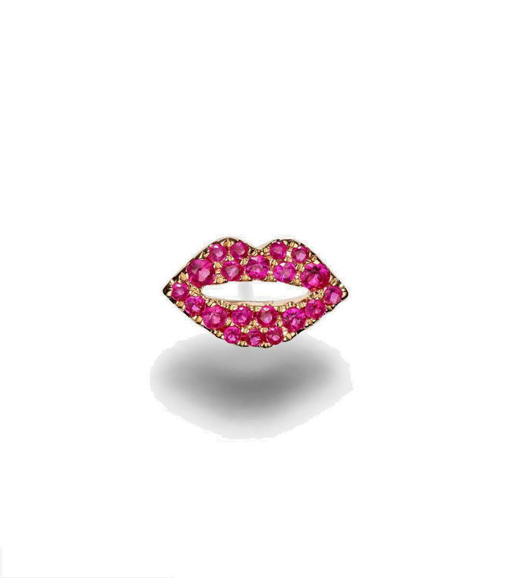 Photo: Roxanne First Scarlett Kiss 14kt rose gold single earring with pink sapphires