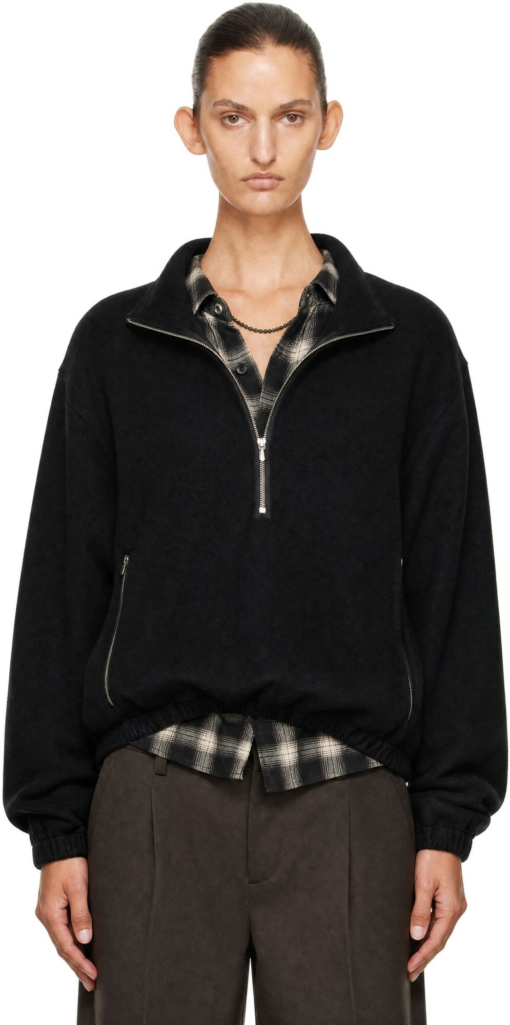 ssstein Black Fleece Pullover Sweater
