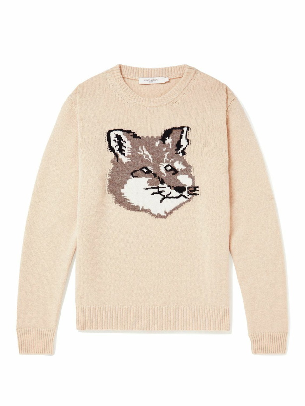 Photo: Maison Kitsuné - Intarsia Wool Sweater - Neutrals