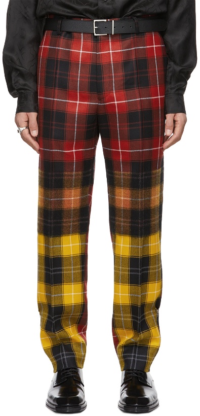 Photo: LU'U DAN SSENSE Exclusive Red & Yellow Gradient Tartan 70's Trousers