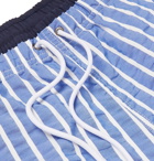 NN07 - Mid-Length Striped Cotton-Blend Seersucker Swim Shorts - Blue