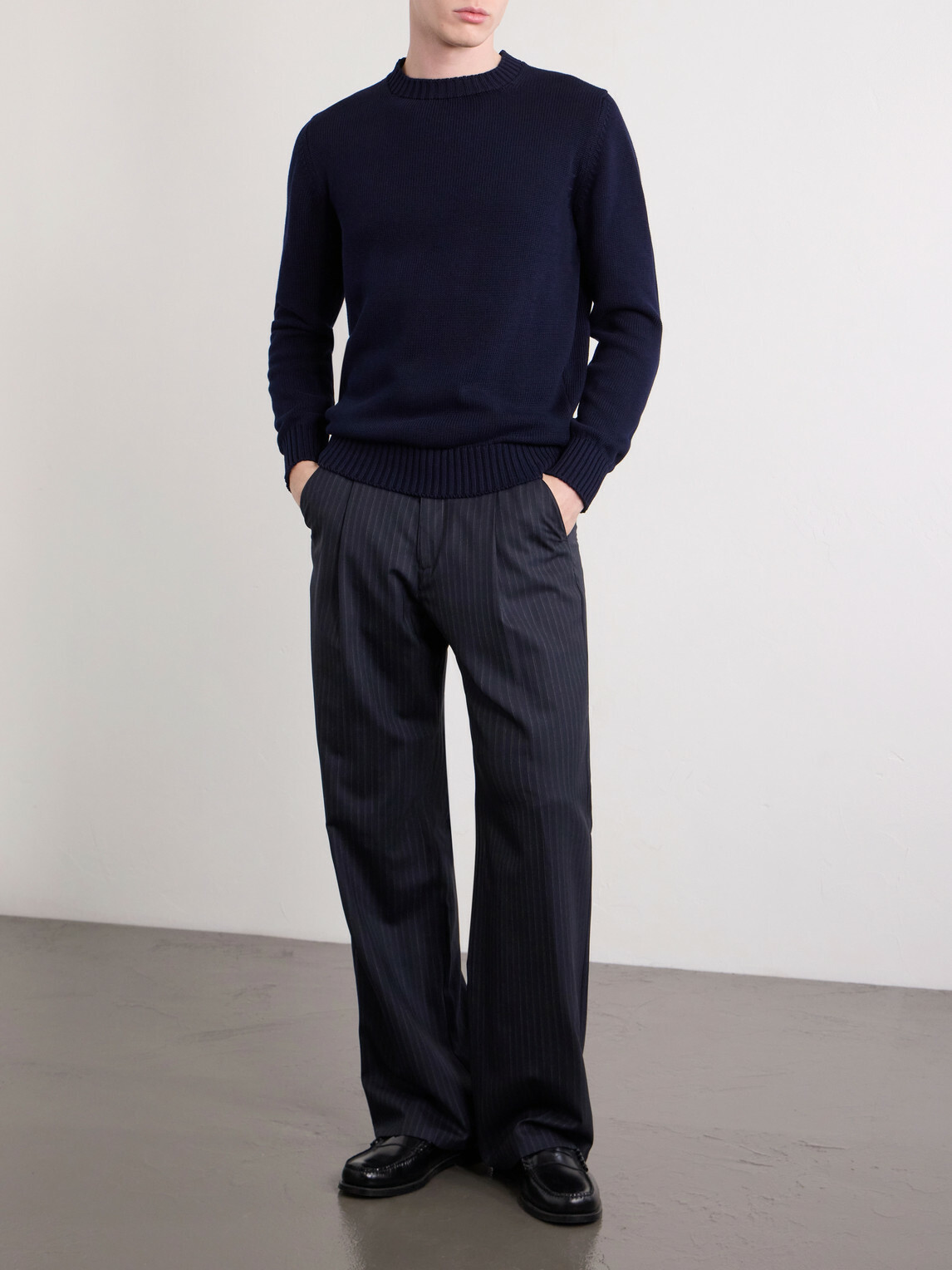 William Lockie - Knitted Cotton Sweater - Blue