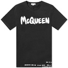 Alexander McQueen Men's Graffiti Logo T-Shirt in Blck&Mlt