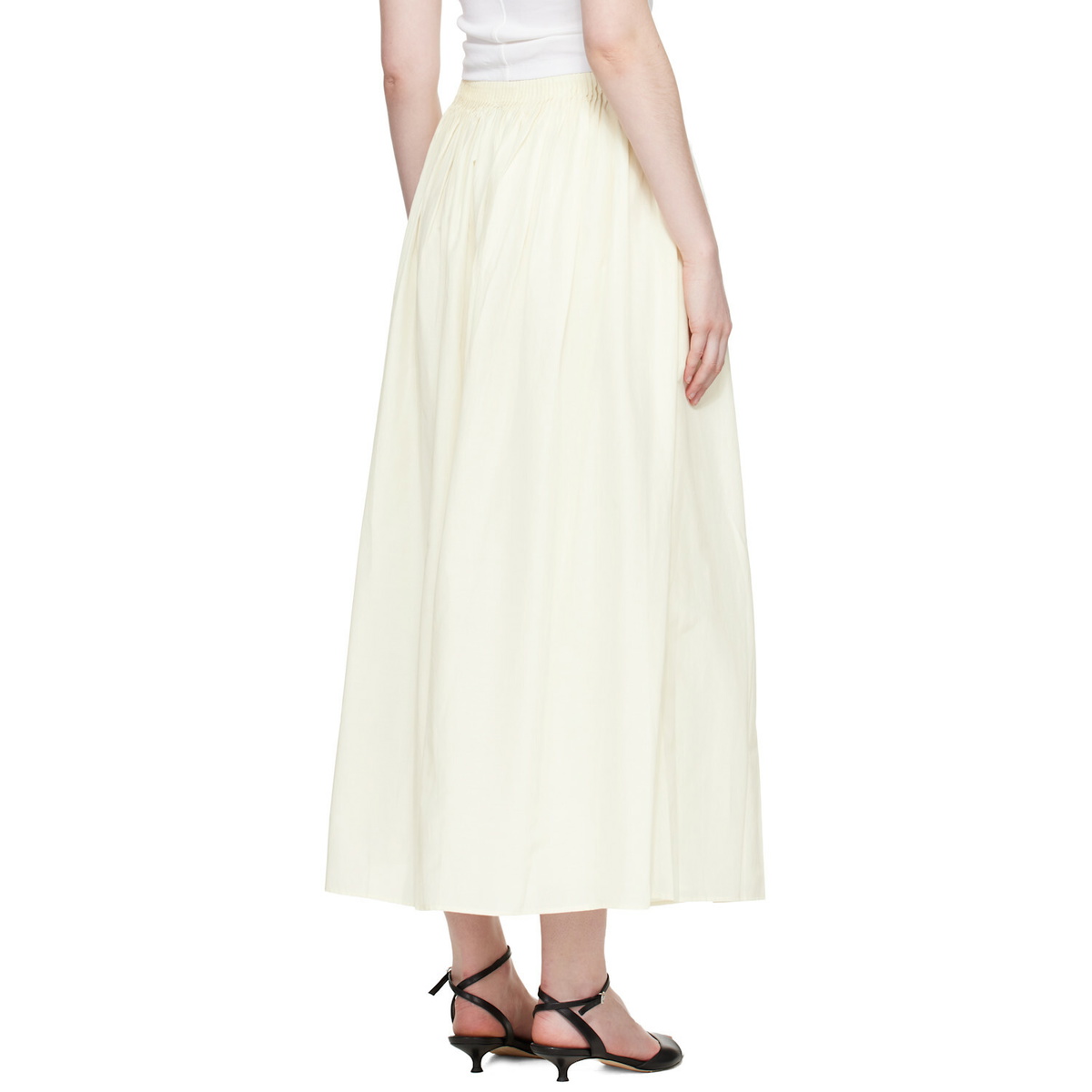 Loulou de Saison Off-White Naya Gathered Maxi Skirt
