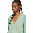 Tibi Green Alpaca Airy V-Neck Sweater